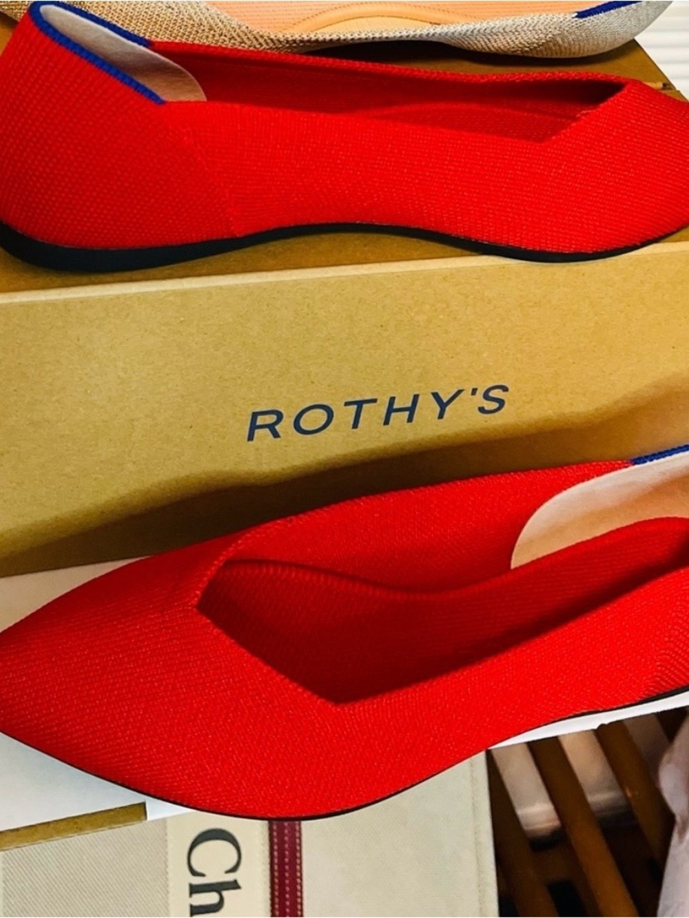 Rothy's size 7 Red Pointed Knit Ballet Flats